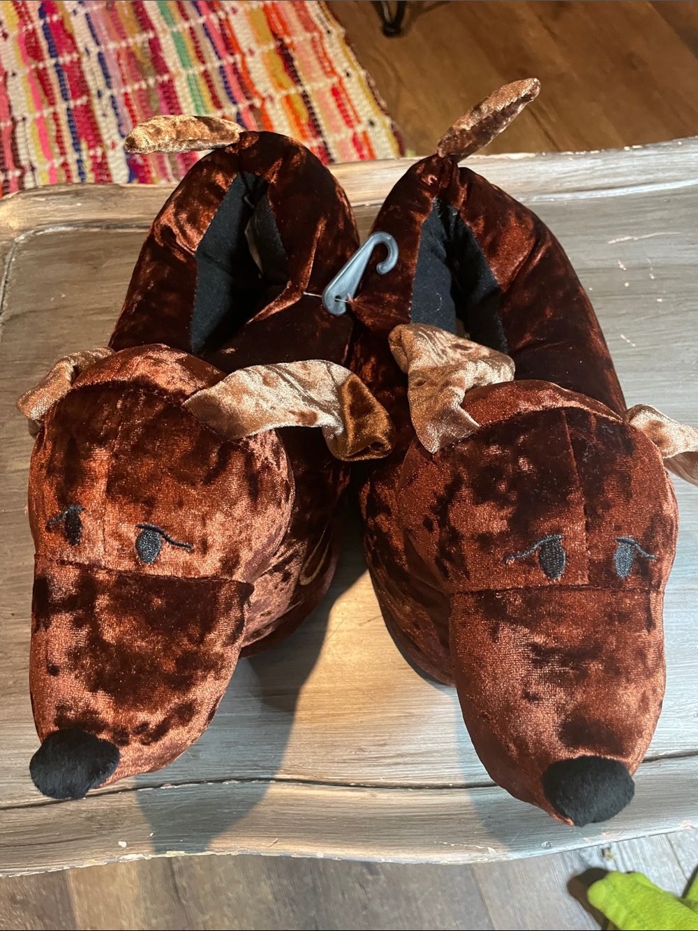 Brown Plush Dog Slippers - Cozy Indoor Shoes
